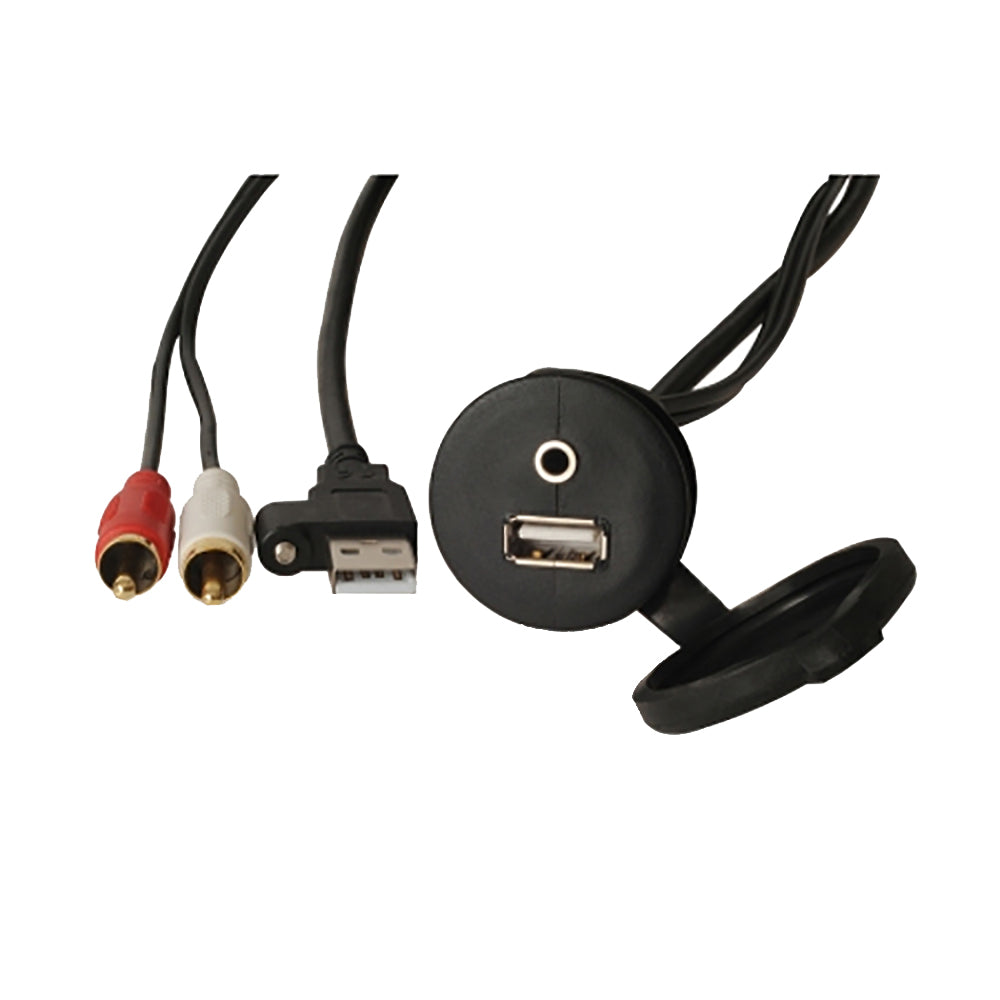 Fusion MS-CBUUSB3.5 Panel Mount USB and 3.5mm Headphone Jack for Marine Entertainment Systems