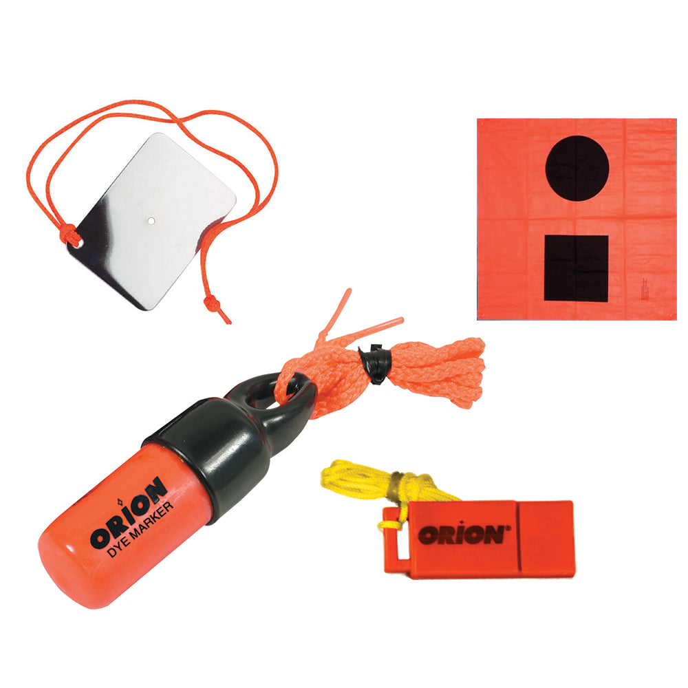 Orion Signaling Kit with Flag, Mirror, Dye Marker & Whistle for Marine and Rescue Use