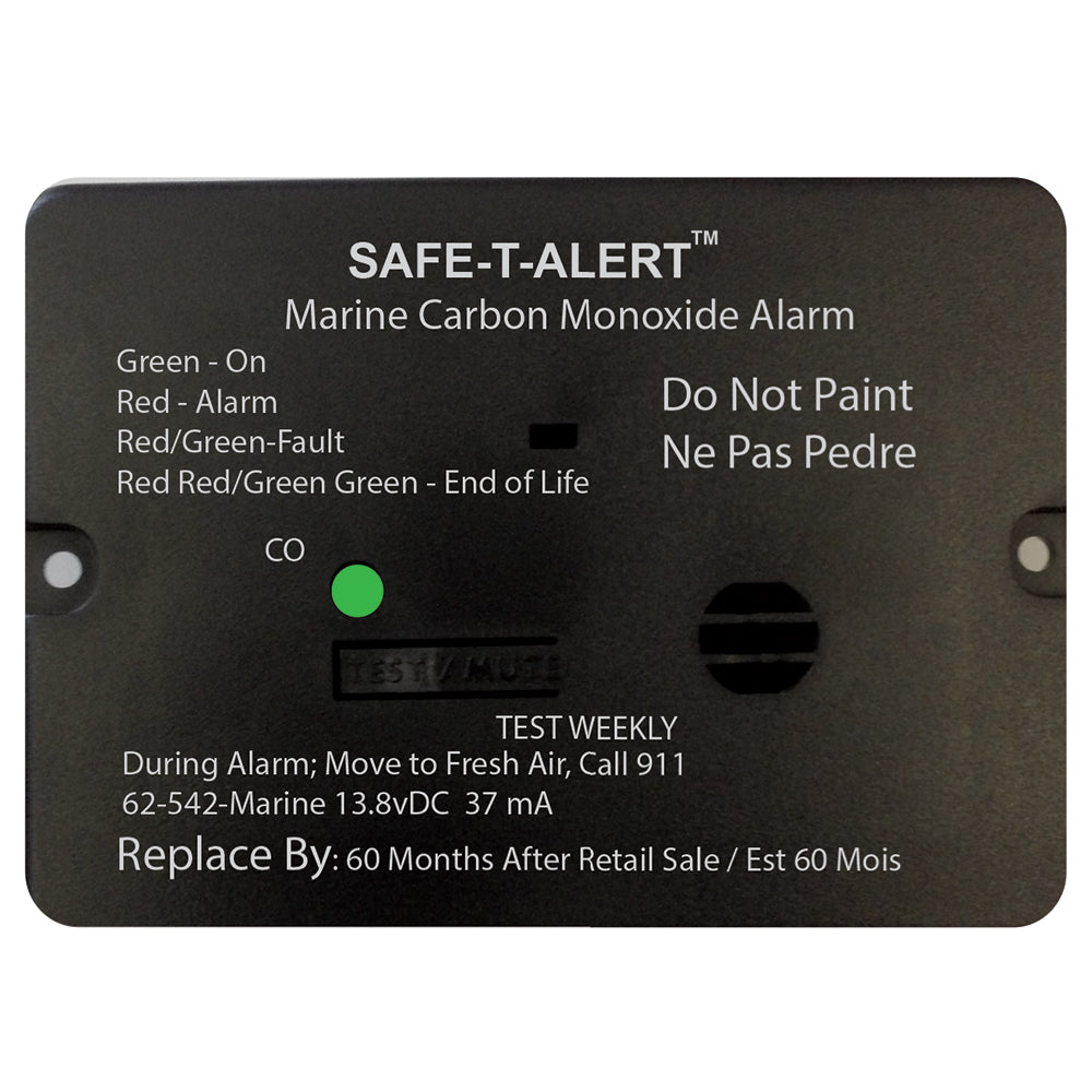 Safe-T-Alert 62 Series Carbon Monoxide Alarm with Relay - 12V Marine Flush Mount Black