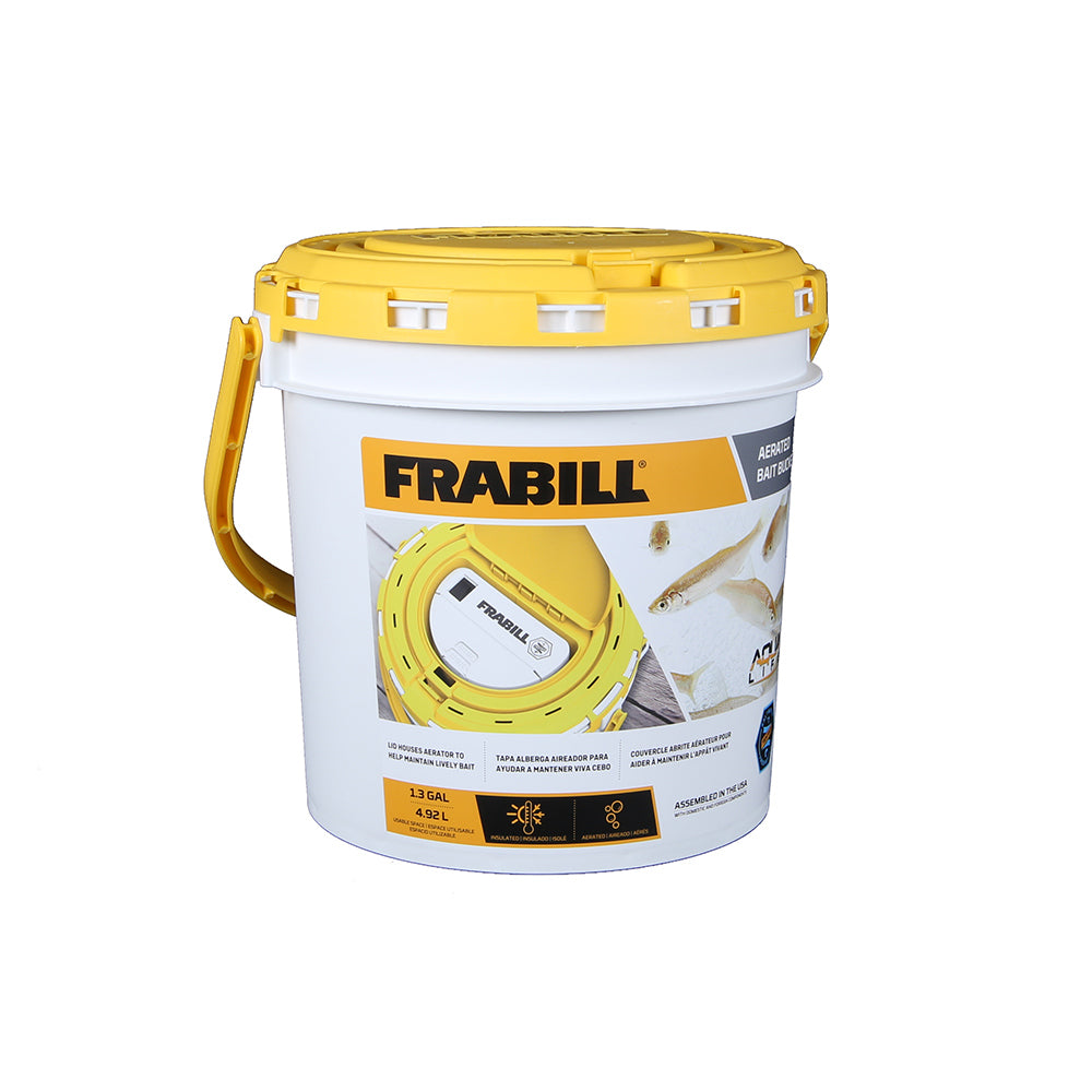 Frabill Dual Fish Bait Bucket with Built-In Aerator and Storage Compartments