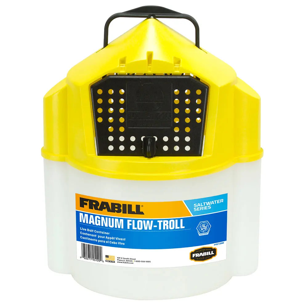 Frabill Magnum Flow Troll Shrimp Bucket - 10 Quart for Freshwater and Saltwater Bait Storage