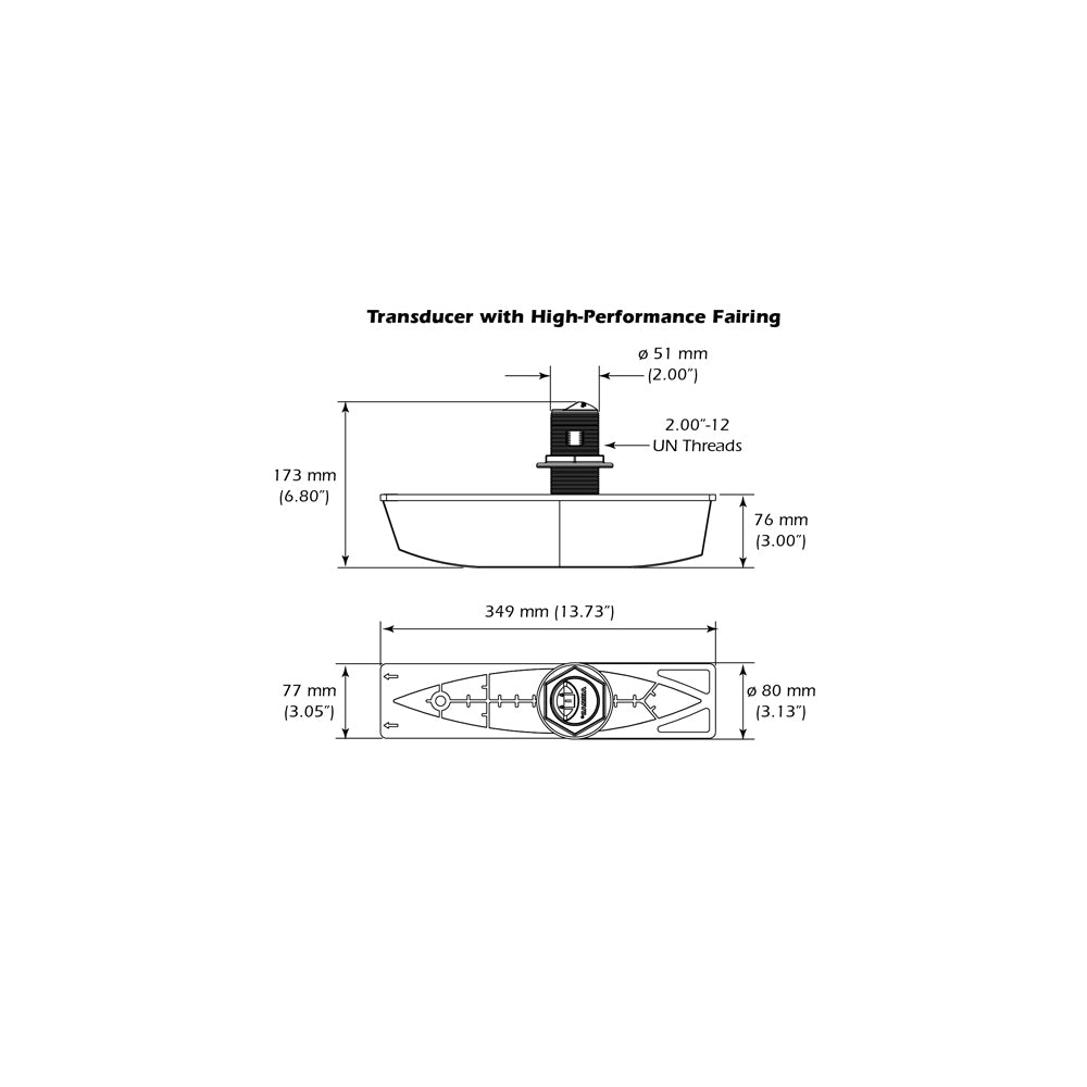 Airmar B785C-M CHIRP Bronze Thru-Hull Transducer with Fairing Block - 600W, Medium Frequency