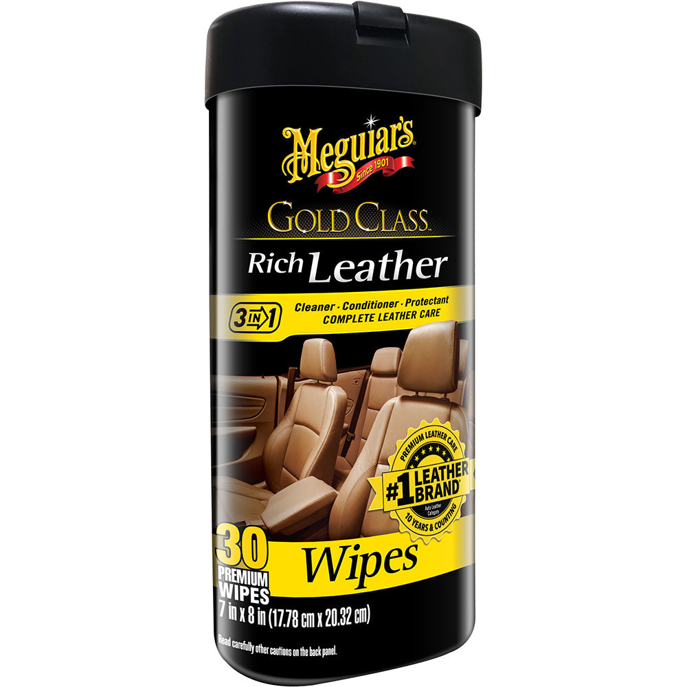 Meguiar's Gold Class Rich Leather Cleaner & Conditioner Wipes - Gentle Leather Care with Aloe and Moisturizers