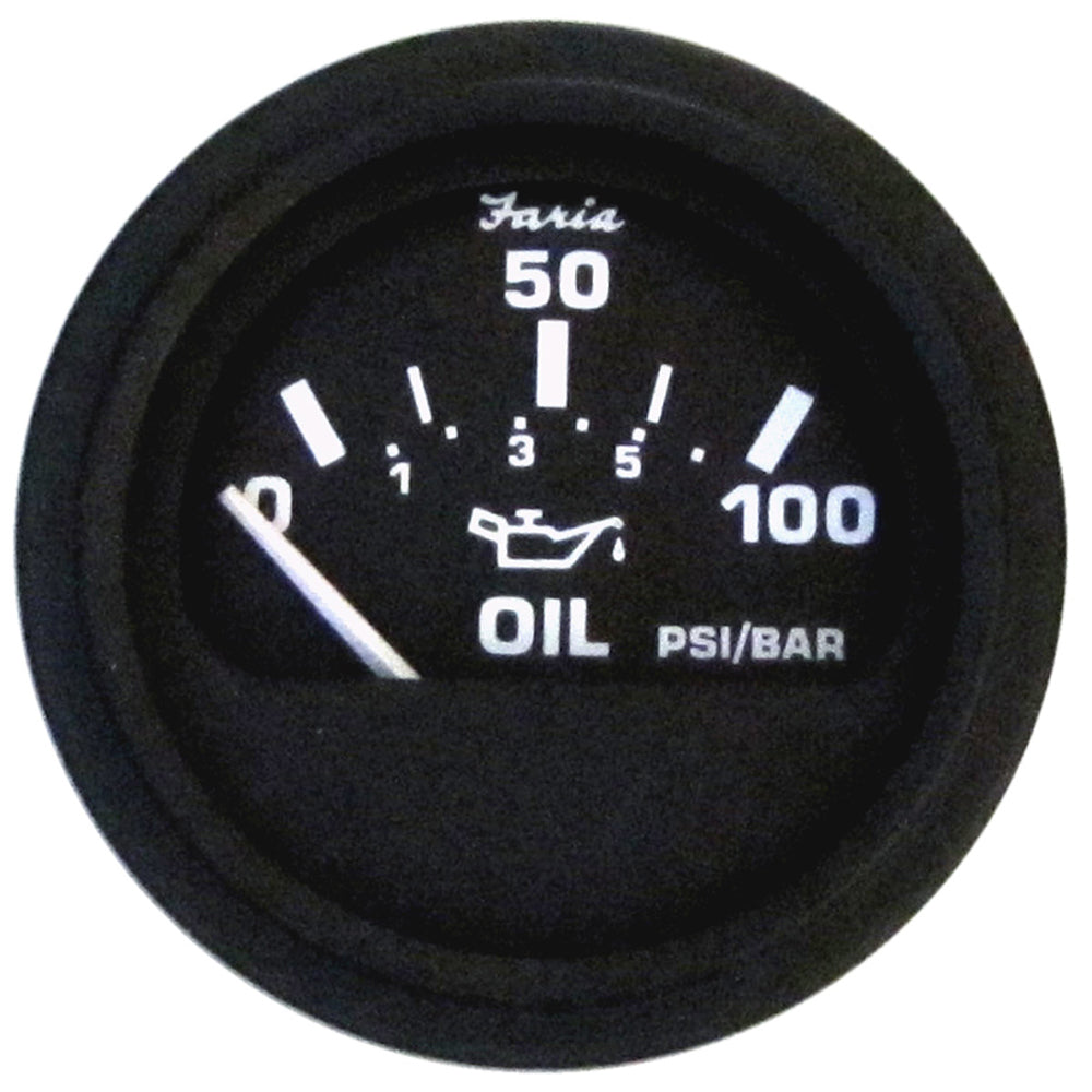 Faria Beede Instruments Euro Black 2-Inch Oil Pressure Gauge (100 PSI)