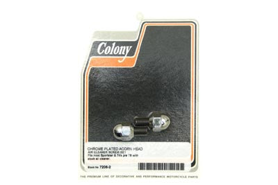 Colony Chrome Air Cleaner Screws Acorn Style for Harley Davidson XL (Pair)