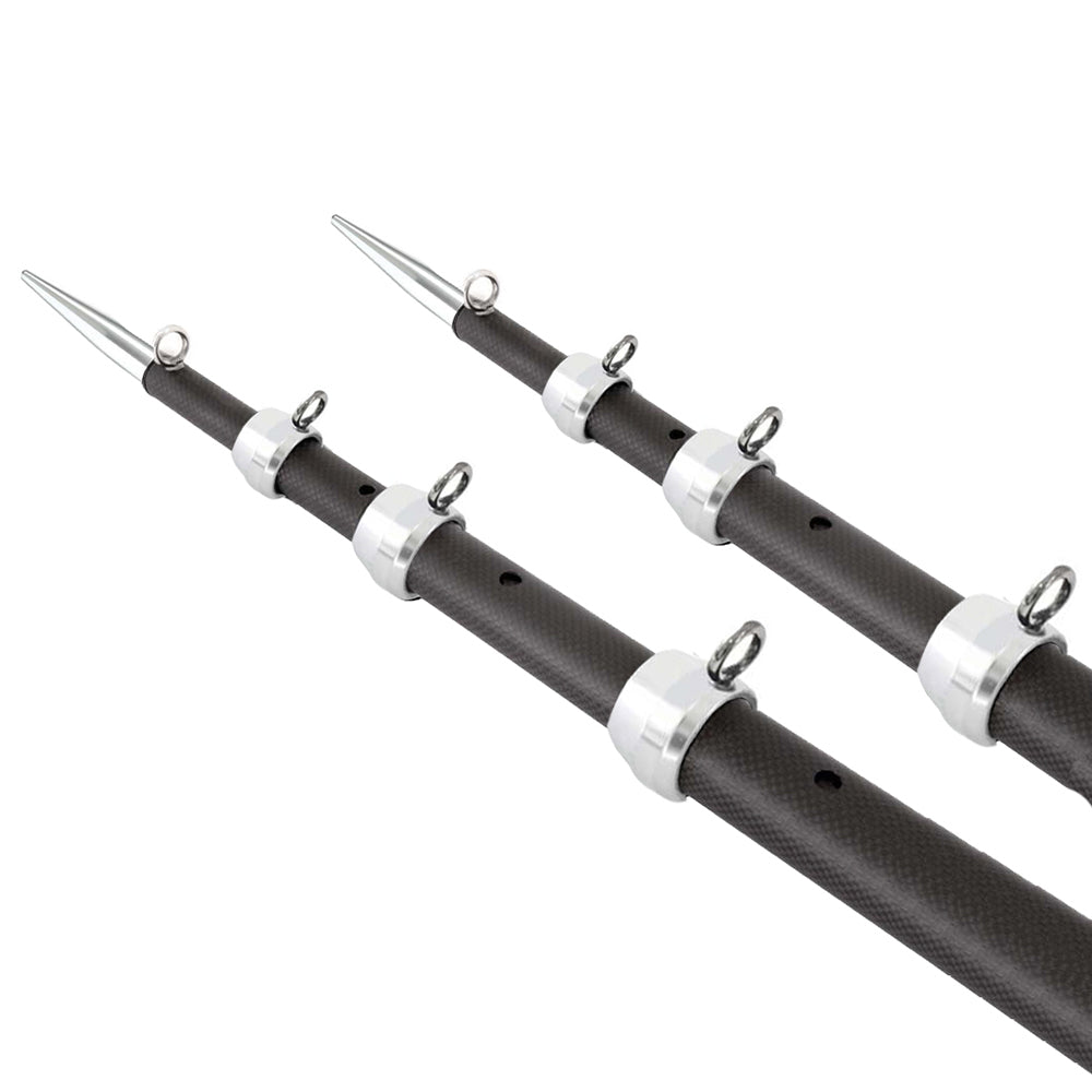 Tigress XD 3K Carbon Fiber Telescoping Outrigger Poles - 18 Feet Pair in Matte Black and Silver