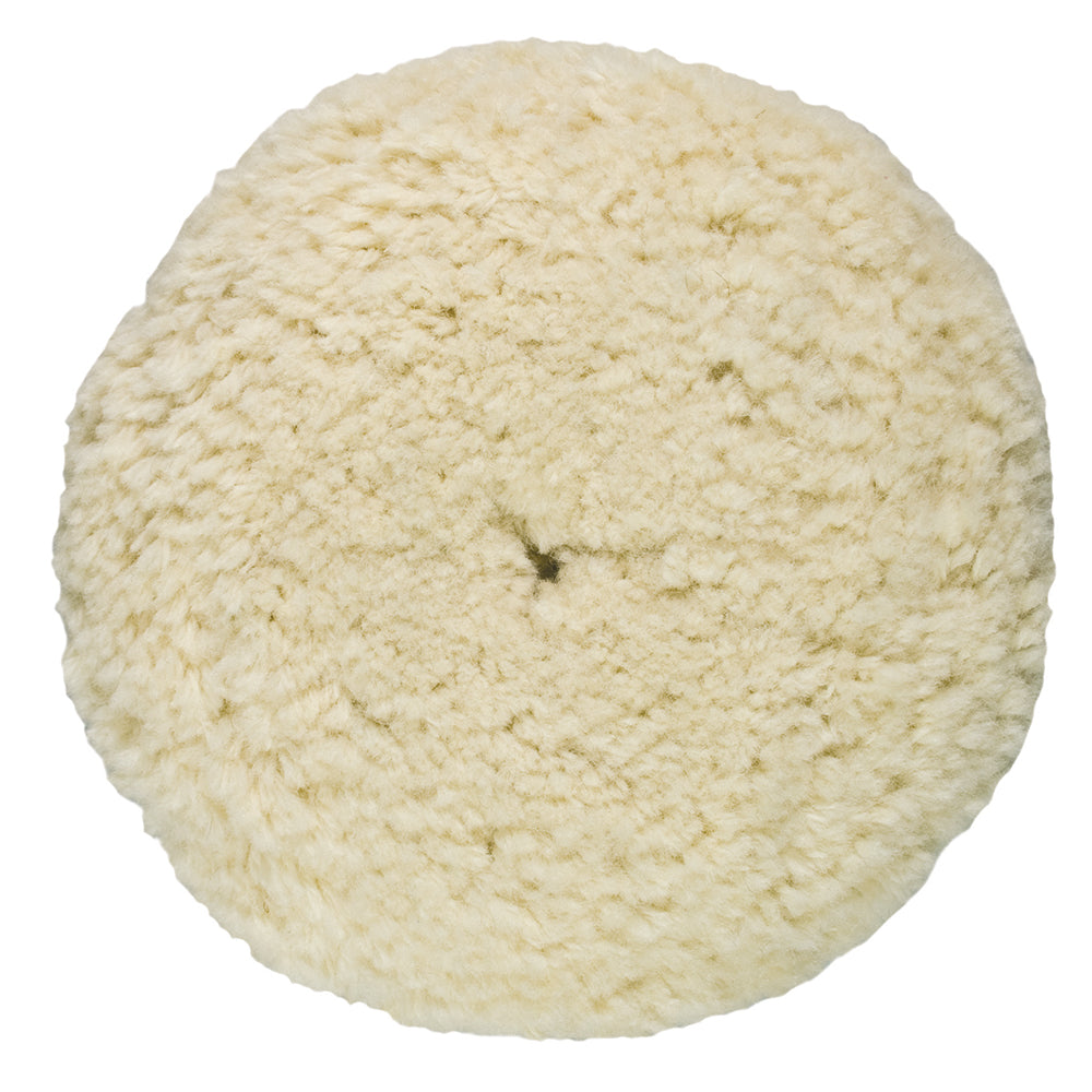 Presta Rotary Wool Buffing Pad - White Heavy Cut, 9 Inch with Hook Loop
