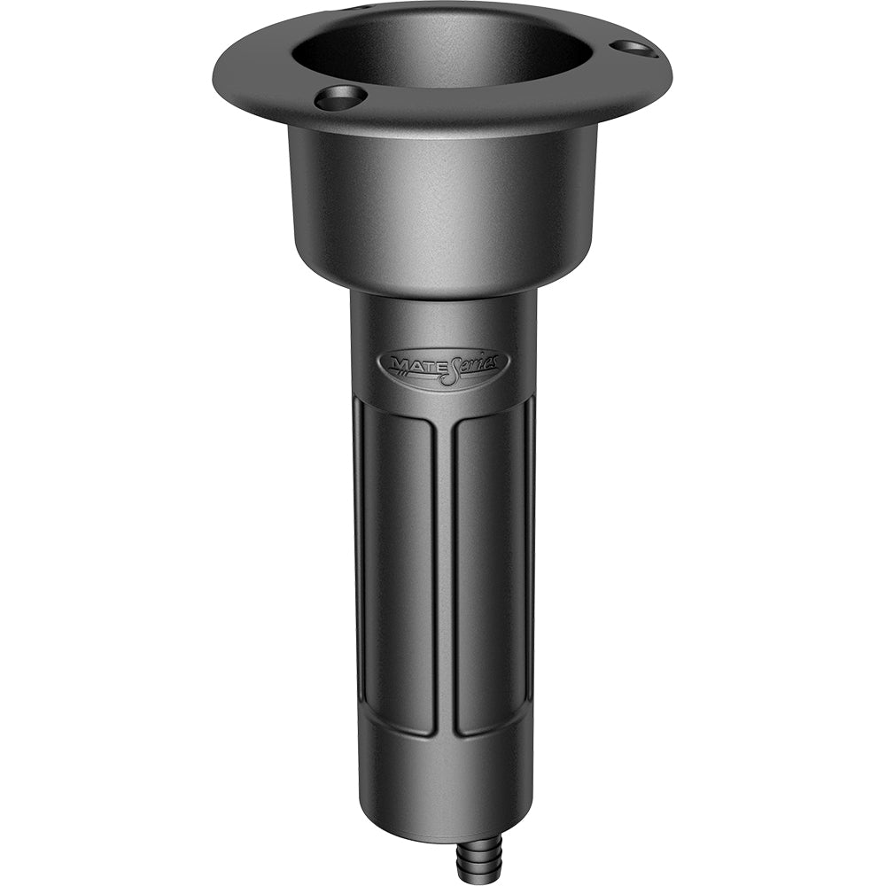 Mate Series Plastic 0 Rod and Cup Holder with Drain, Round Top - Black (Part P1000DB)