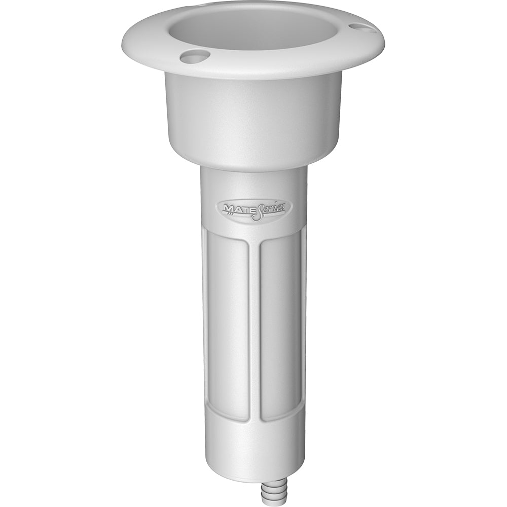 Mate Series Plastic 0 Rod & Cup Holder - Drain - Round Top - White (Part P1000DW)