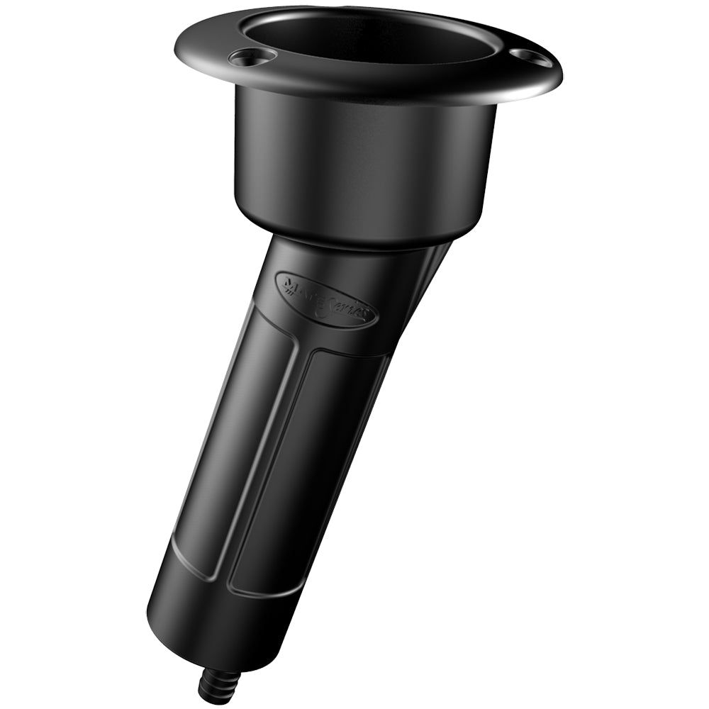 Mate Series Plastic 15 Rod and Cup Holder with Drain - Black, Round Top, Model P1015DB