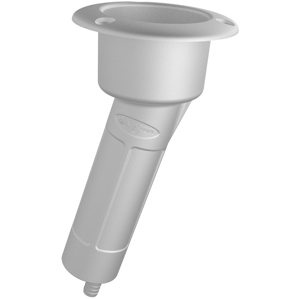 Mate Series Plastic 15 Rod and Cup Holder with Drain - Round Top, White - Part P1015DW