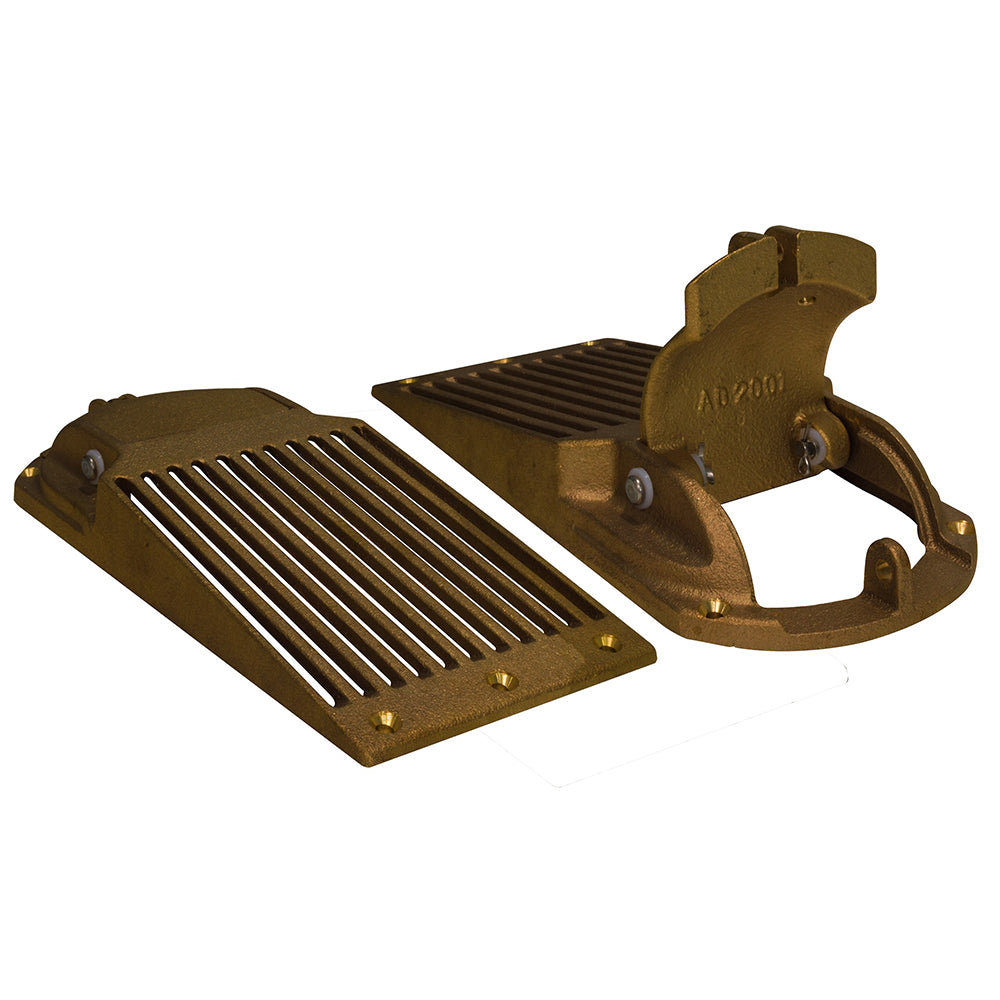 GROCO Bronze Slotted Hull Scoop Strainer with Access Door for Up to 1-1/4 inch Thru Hull