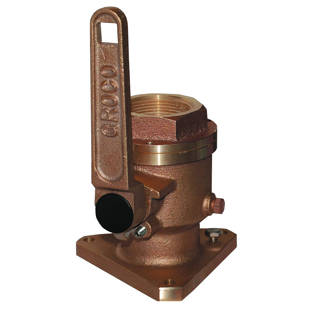 GROCO 1-1/2-Inch Bronze Flanged Full Flow Seacock, Model BV-1500