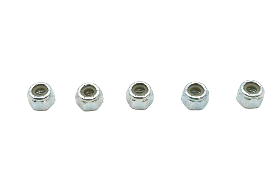 V-Twin Zinc Plated Hex Nuts 1/4 inch-20 Nyloc - Pack of 5