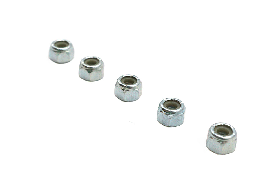 V-Twin Zinc Plated Hex Nuts 1/4 inch-20 Nyloc - Pack of 5
