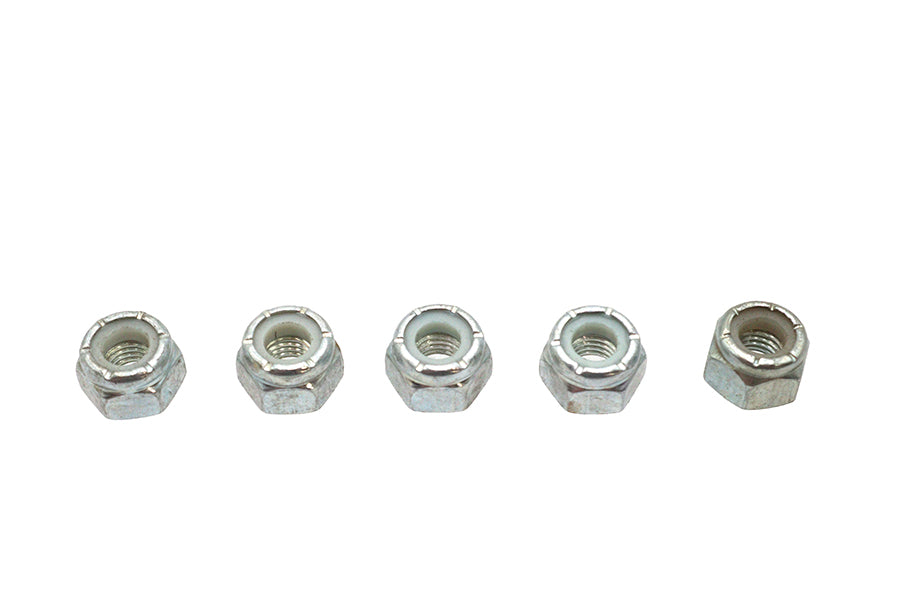 V-Twin Zinc Plated Hex Nuts 1/4 inch-28 Nyloc (Pack of 5)
