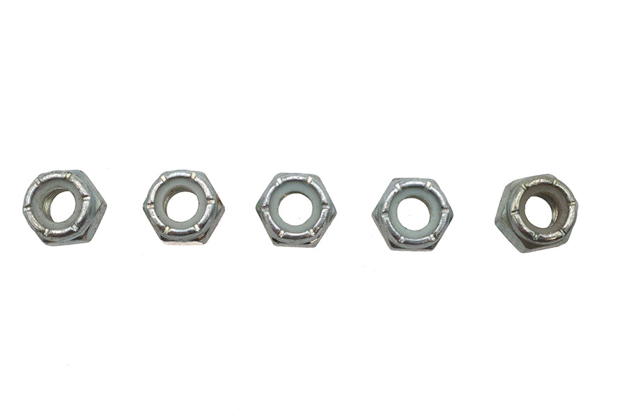 V-Twin Zinc Plated Hex Nuts 1/4 inch-28 Nyloc (Pack of 5)