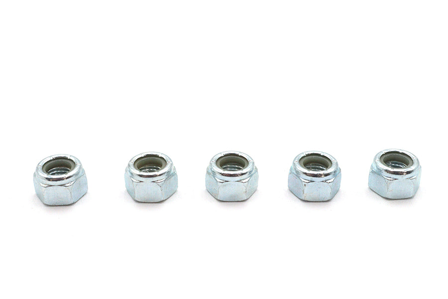 V-Twin Zinc Plated Hex Nuts 5/16 inch-24 Nyloc - Pack of 5