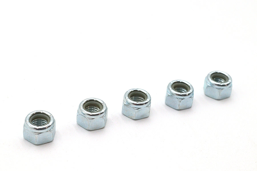 V-Twin Zinc Plated Hex Nuts 5/16 inch-24 Nyloc - Pack of 5
