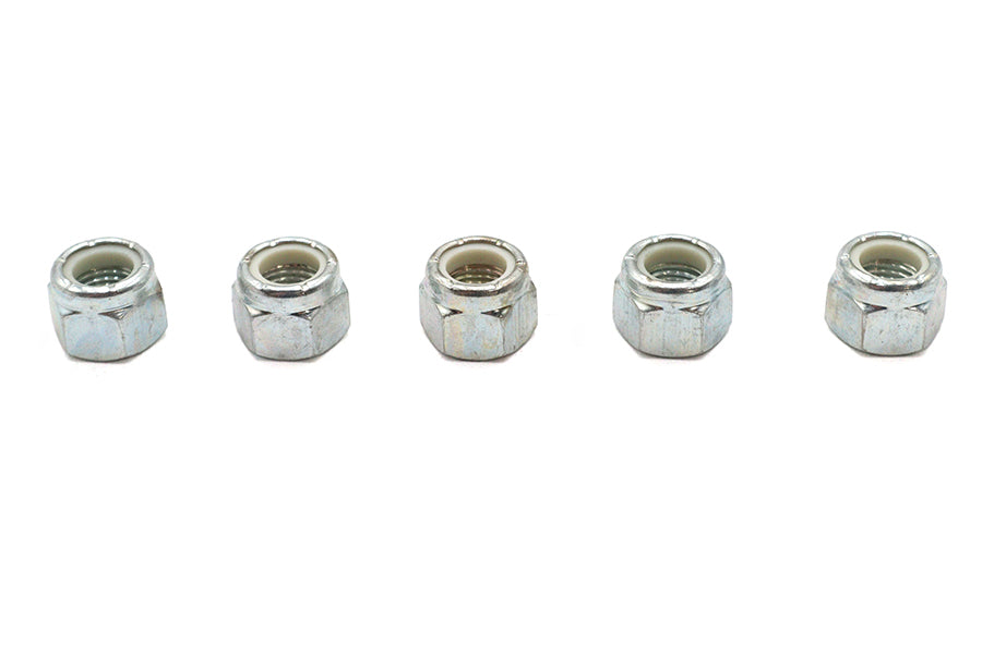 V-Twin Zinc Plated Hex Nuts 3/8 inch-24 Nyloc - Pack of 5