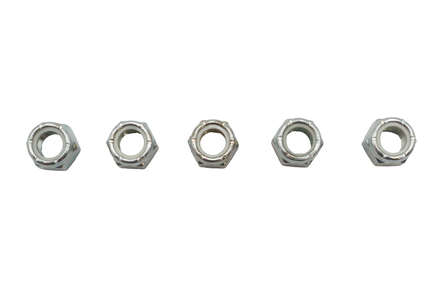V-Twin Zinc Plated Hex Nuts 3/8 inch-24 Nyloc - Pack of 5