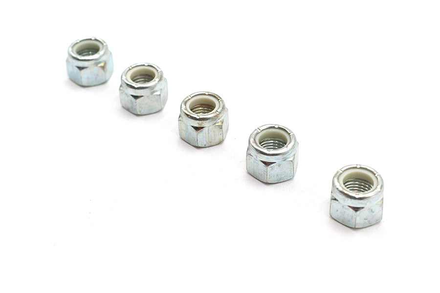 V-Twin Zinc Plated Hex Nuts 3/8 inch-24 Nyloc - Pack of 5