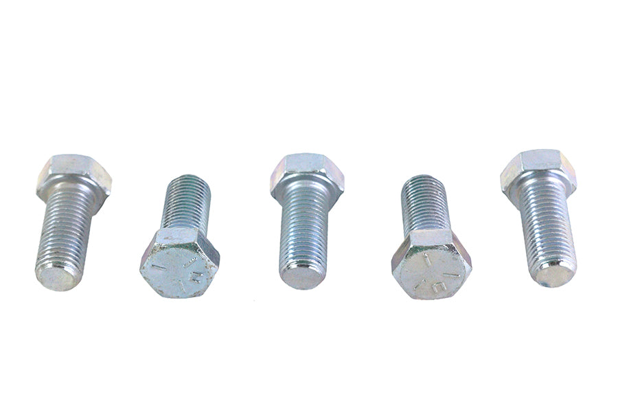 V-Twin Zinc Hex Cap Bolts 7/16 inch-20 x 1 inch - Pack of 5