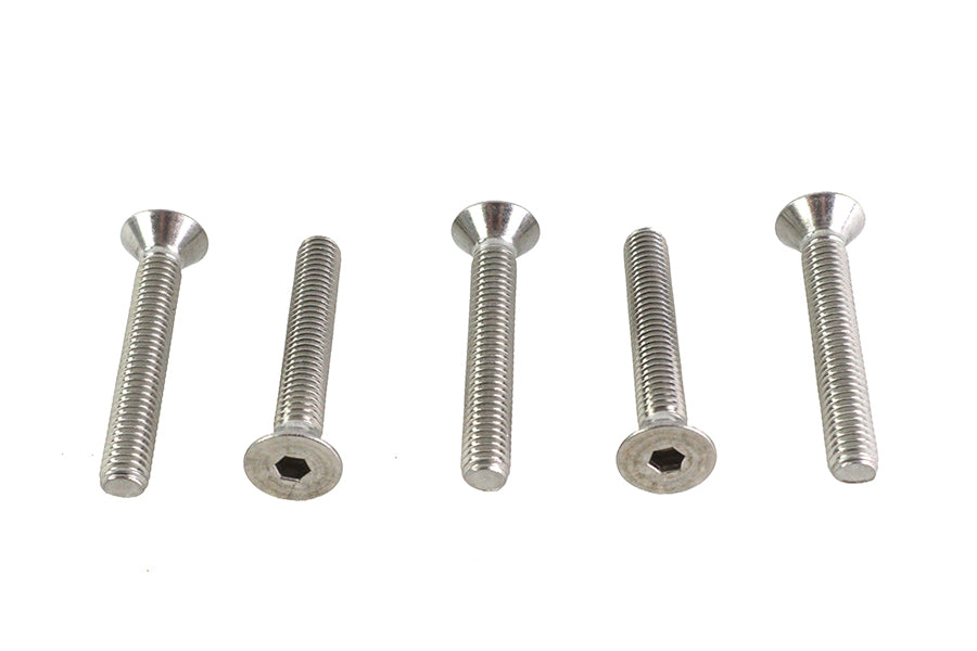 V-Twin Allen Flat Head Screws Stainless Steel 3/8 inch-16 x 2-1/2 inch (Pack of 5)
