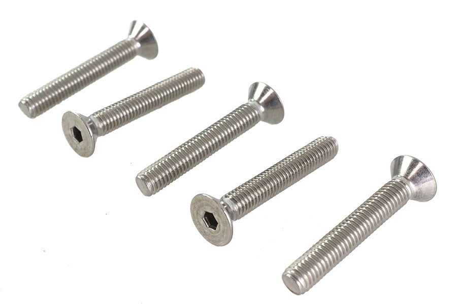 V-Twin Allen Flat Head Screws Stainless Steel 3/8 inch-16 x 2-1/2 inch (Pack of 5)