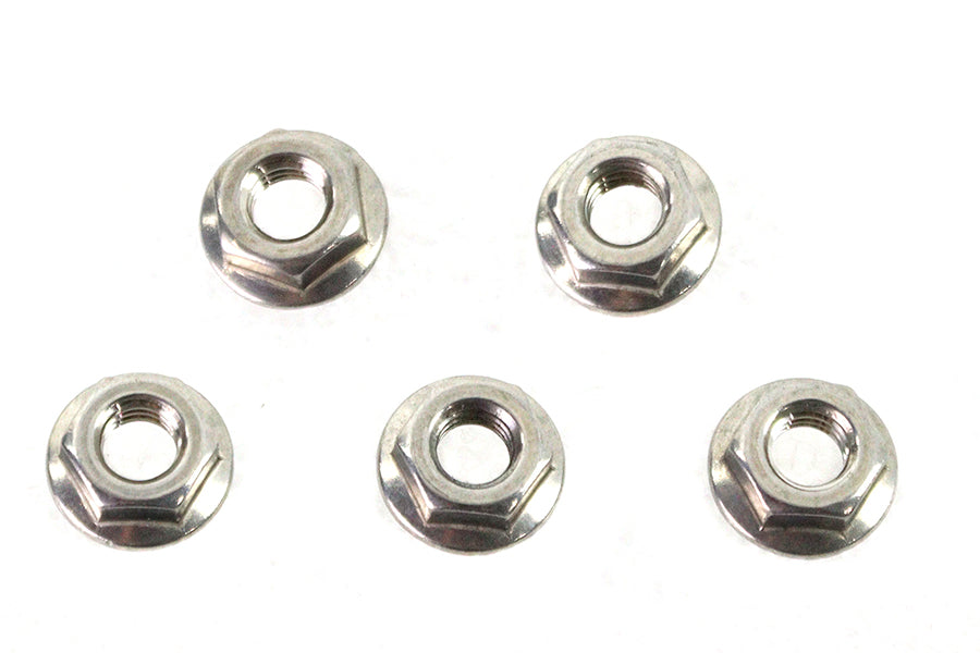 V-Twin Serrated Hex Flange Nuts 5/16 inch-18 Stainless Steel (Pack of 5)