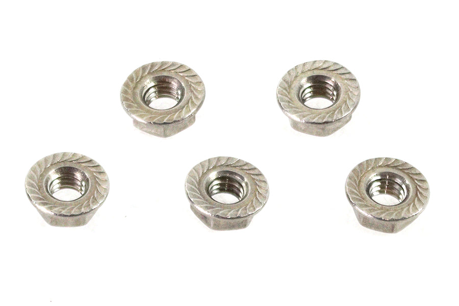 V-Twin Serrated Hex Flange Nuts 5/16 inch-18 Stainless Steel (Pack of 5)