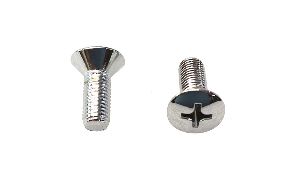 V-Twin Teardrop Phillips Head Chrome Screw Set - Set of 2