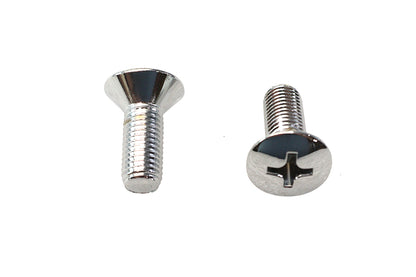 V-Twin Teardrop Phillips Head Chrome Screw Set - Set of 2