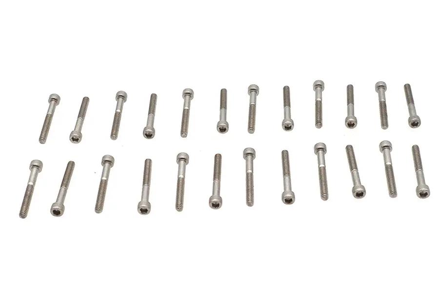 V-Twin Stainless Steel Finned Cover Screw Set - 24 Pieces for Panhead Valve Covers by V-Twin