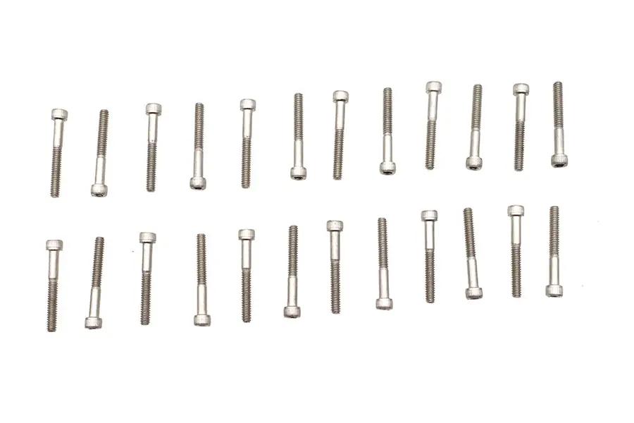 V-Twin Stainless Steel Finned Cover Screw Set - 24 Pieces for Panhead Valve Covers by V-Twin