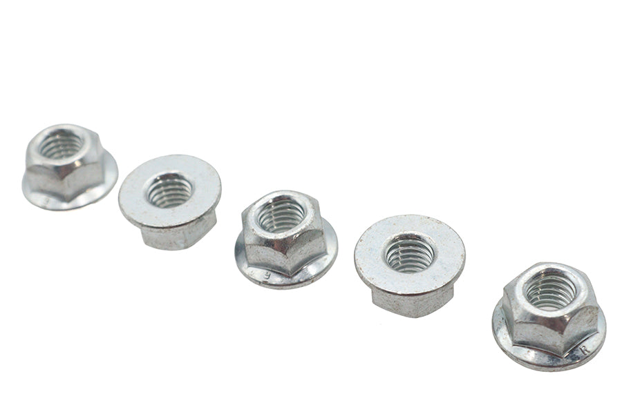V-Twin M8 x 1.25 Flange Nut Zinc - Durable Fastener for Motorcycle Applications