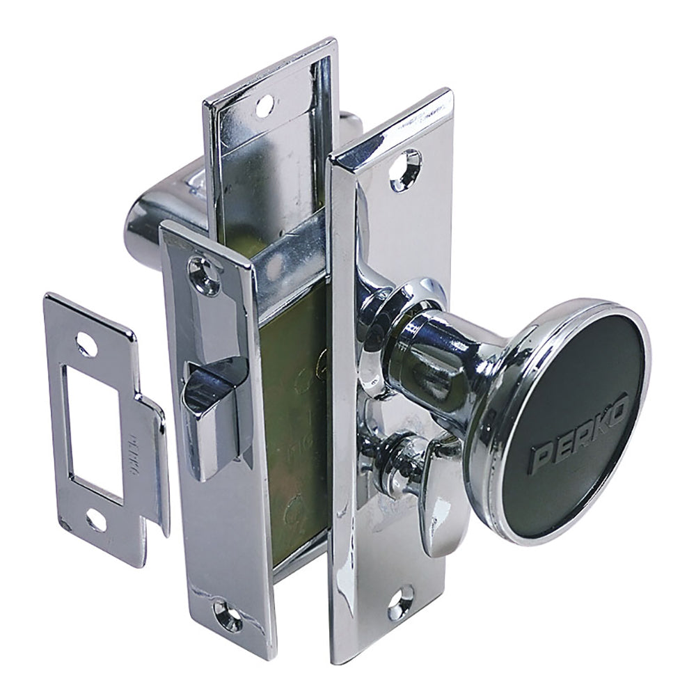 Perko 0960DP0CHR Mortise Latch Set with Turn Button, Chrome-Plated Zinc Alloy