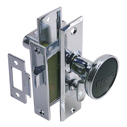 Perko 0960DP0CHR Mortise Latch Set with Turn Button, Chrome-Plated Zinc Alloy