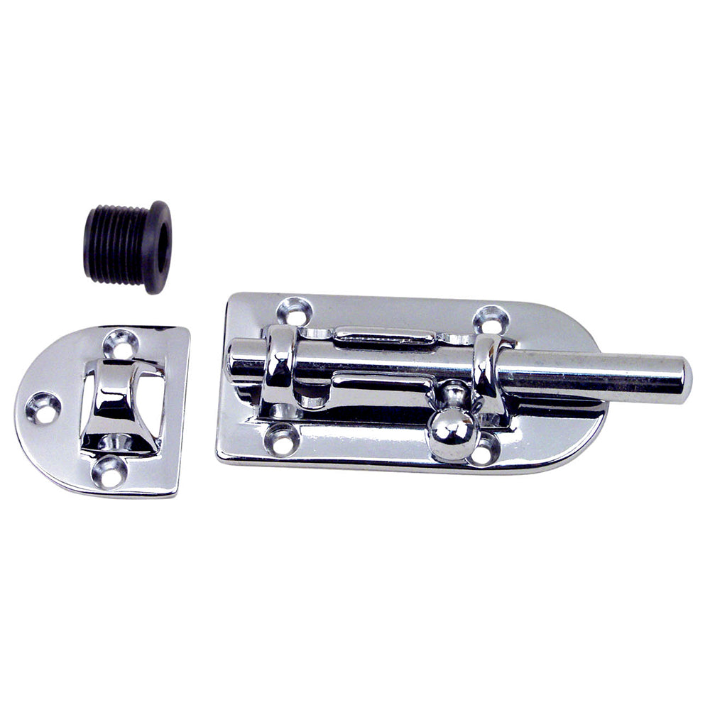 Perko Chrome Barrel Bolt - 4-inch with Bronze Body and Black Nylon Keeper