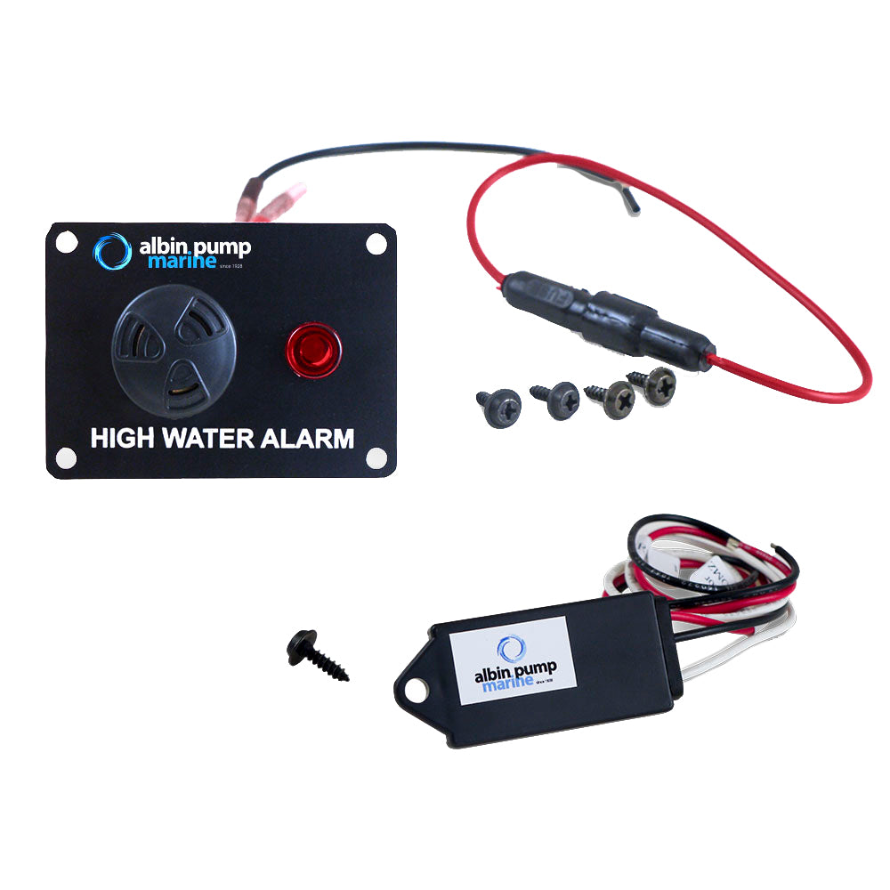 Albin Group Digital High Water Alarm - 12V Bilge Water Sensor with LED and Piezo Alarm