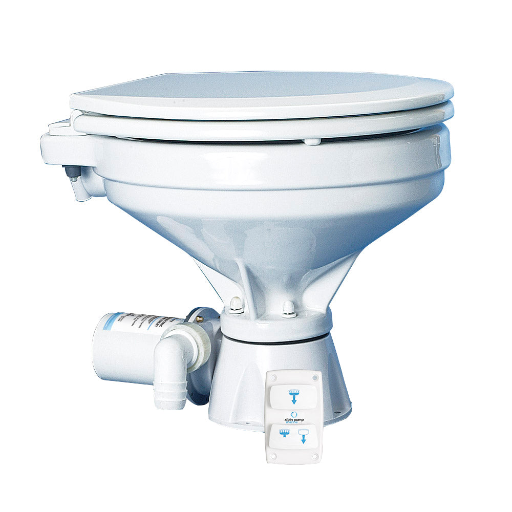 Albin Group Marine Toilet Silent Electric Comfort - 12V with Dual Cycle Operation