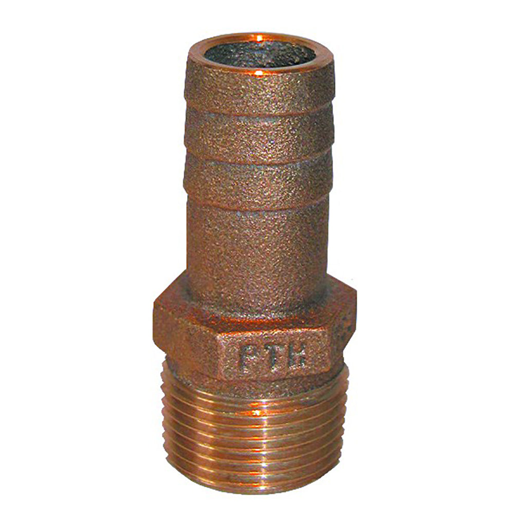 GROCO PTH-750 3/4 inch NPT x 3/4 inch ID Bronze Pipe to Hose Straight Fitting