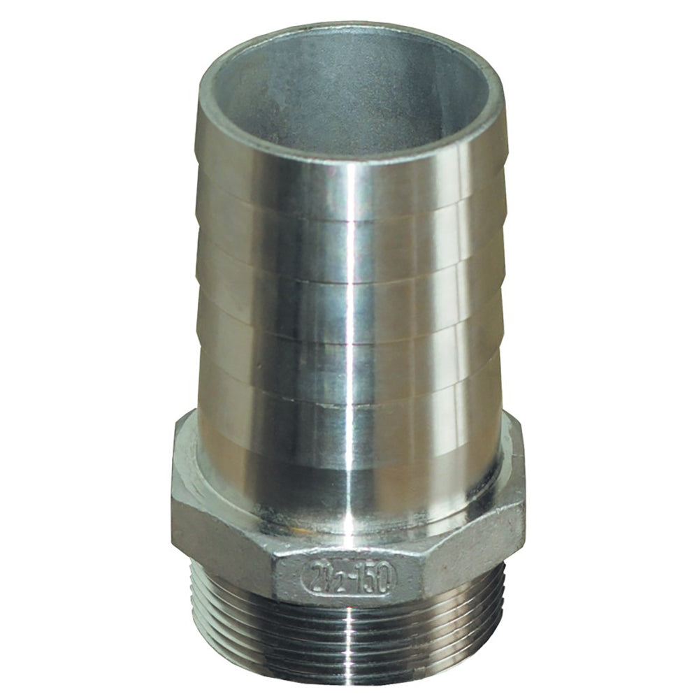 GROCO PTH-2000-S 2 inch NPT to 2 inch ID Stainless Steel Pipe to Hose Straight Fitting