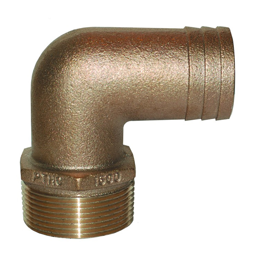 GROCO 1-1/2 inch NPT to Hose Bronze 90 Degree Elbow, Standard Flow, Part PTHC-1500