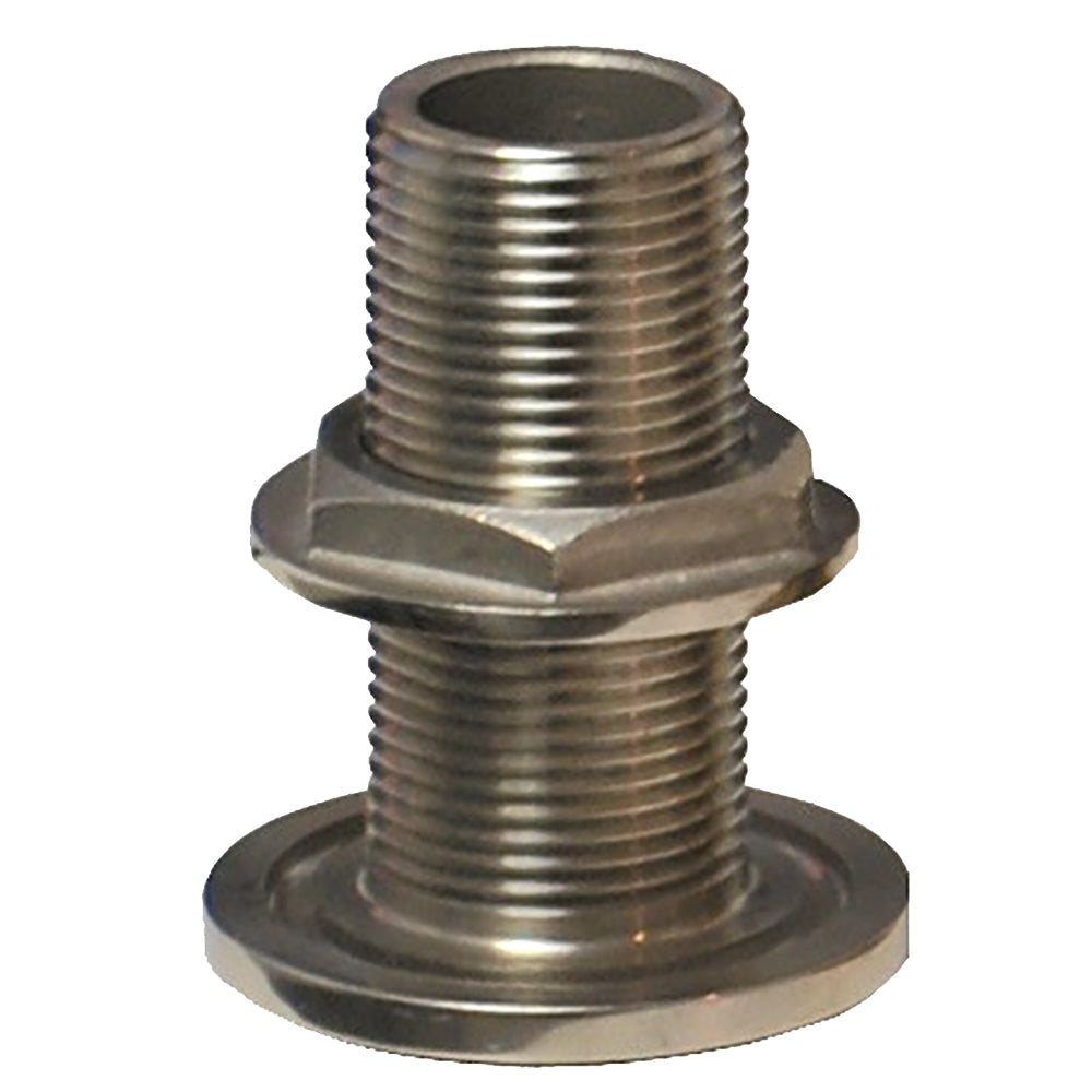 GROCO 1/2 Inch NPS NPT Combo Stainless Steel Thru-Hull Fitting with Nut