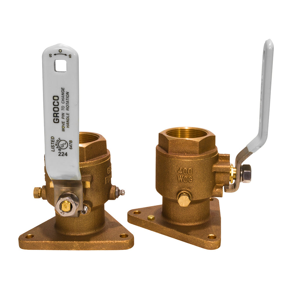 GROCO 2 Inch Bronze Tri-Flanged Ball Valve/Seacock, Model FBV-2000