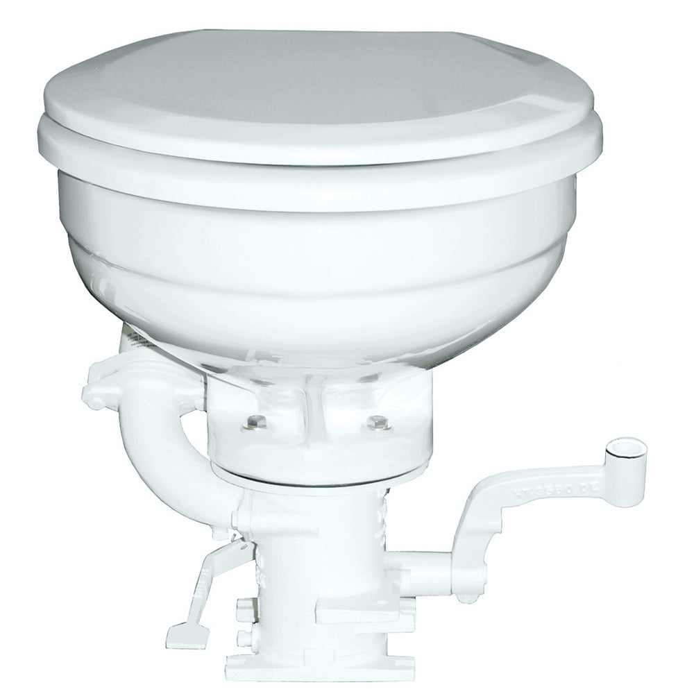 GROCO K Series Hand Operated Marine Toilet with Bronze Pump and Adjustable Flow