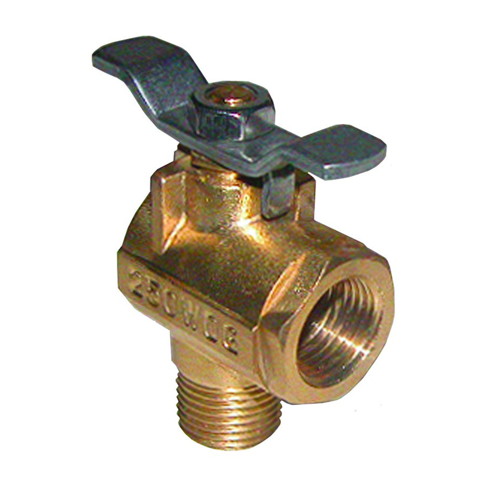 GROCO 1/2 inch NPT 90 Degree Bronze Fuel Valve - Part Number FV-590