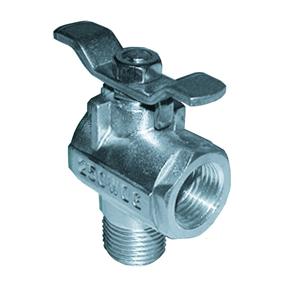GROCO 1/2 Inch NPT 90 Degree Stainless Steel Fuel Valve - Part Number FV-590-S