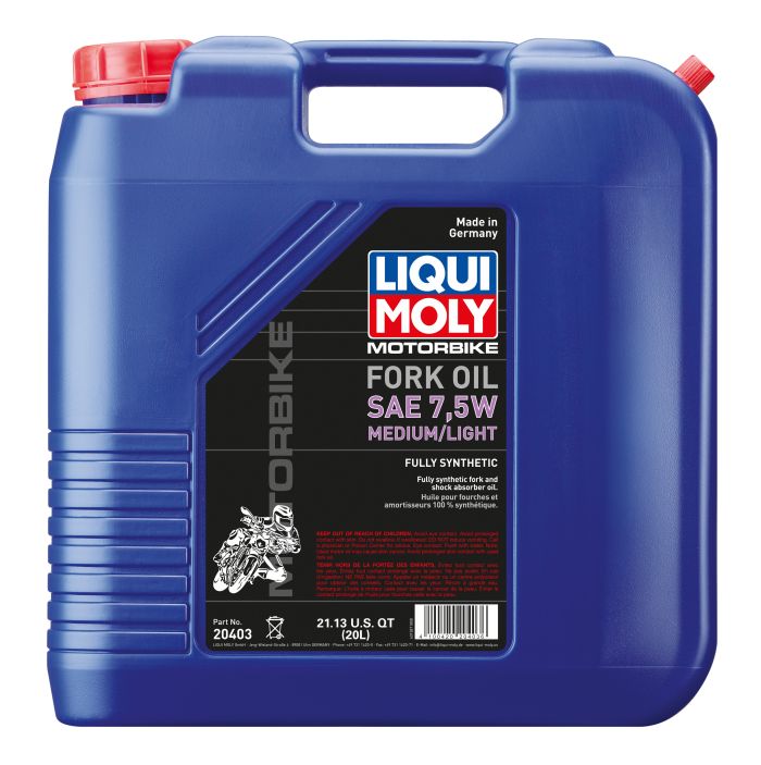 LIQUI MOLY Motorbike Fork Oil 7.5W Medium-Light, 20 Liters (Part Number 20403)